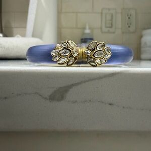Alexis Bittar Crystal Accent Lucite Hinged Bangle Bracelet